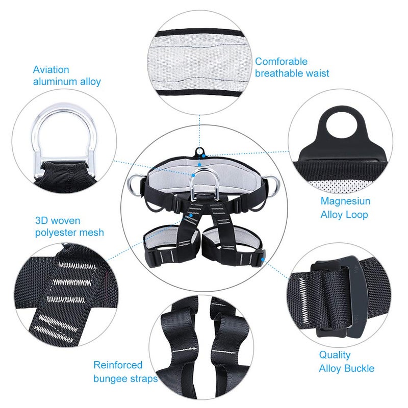 X XBEN Thicken Climbing Harness, Protect Waist Safety Harness Gear, Wider Half Body Harness for Roofing Fire Rescuing Rock Climbing Rappelling Tree Climb - Image 4